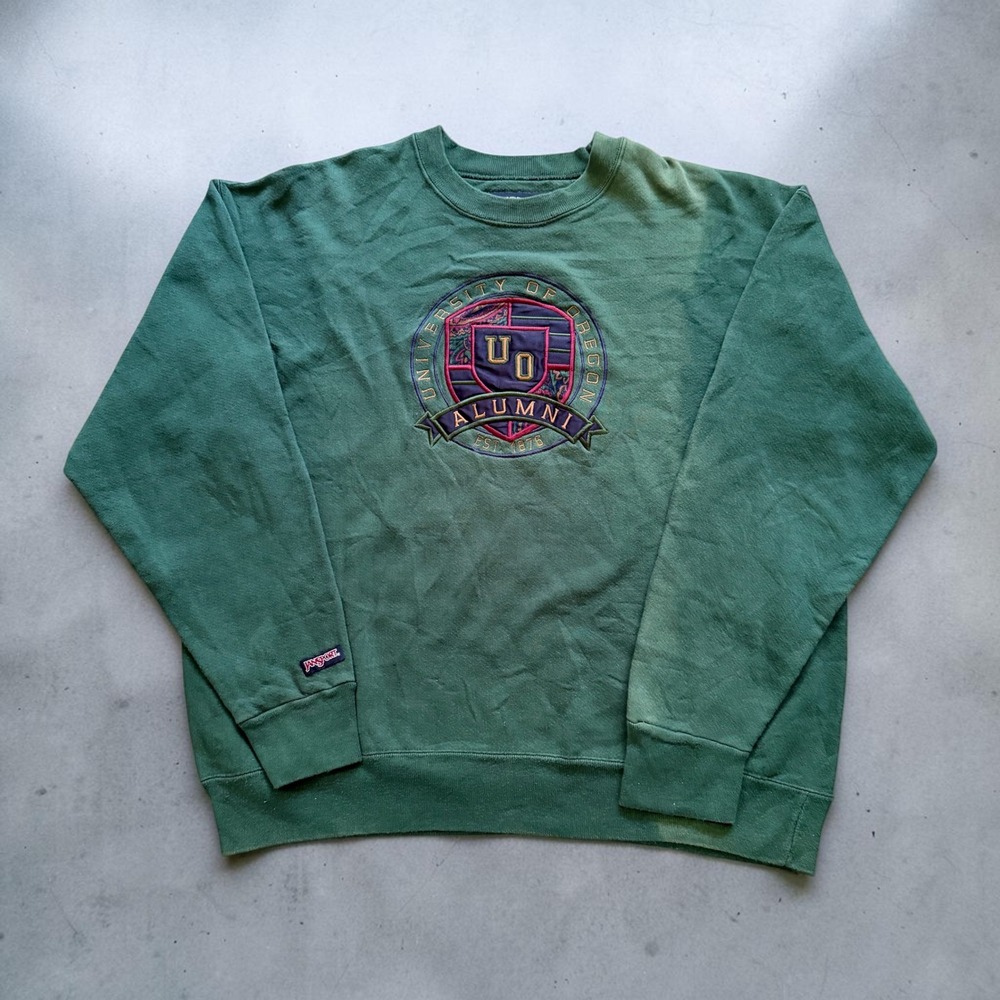 Vintage 90s Jansport University of Oregon Alumni Sweatshirt Green XL Embroidered